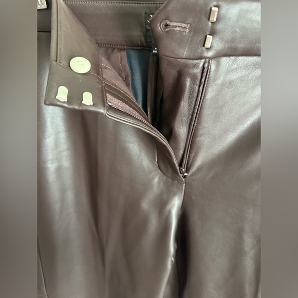 J. CREW Kate Straight Leg Pant in Dark Brown Faux Leather - Picture 3 of 6